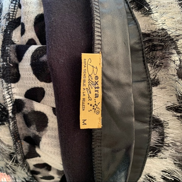 Animal Print Jacket Faux Leather Trim Fashion M - Picture 16 of 16